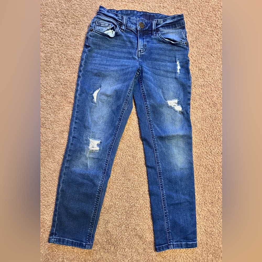 Justice Blue Distressed Skinny Jeans